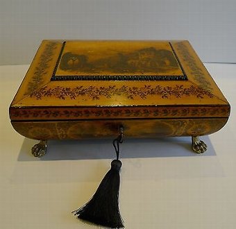 Fine Quality English Regency Penwork Jewelry Box c.1820