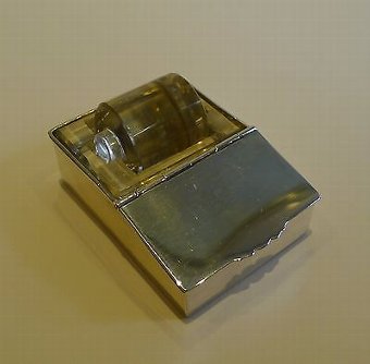 Rare Sterling Silver & Glass Combination Postage Stamp Box & Moistener