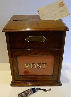 Antique English Oak Country House Post of Letter Box c.1890