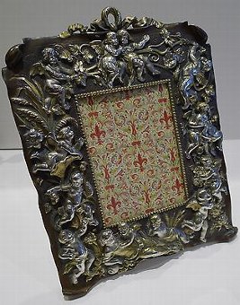 Magnificent Grand Large Antique French Bronze Photograph Frame c.1880 - Cherubs