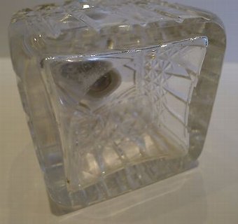 Antique Large Antique English Cut Crystal & Sterling Silver Inkwell - 1915
