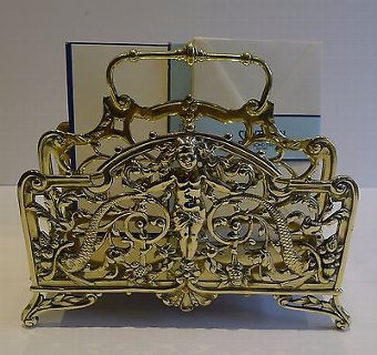 Stunning Large Antique English Figural Stationery / Newspaper Rack - Reg. 1887