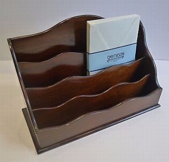 Antique French Mahogany Letter Rack / Stationery Holder c.1900