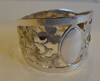 Antique English Sterling Silver Napkin Ring - Shamrocks - 1915