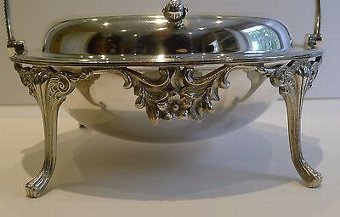 Antique Fabulous and Unusual Antique English Automated Silver Plated Breakfast Dish