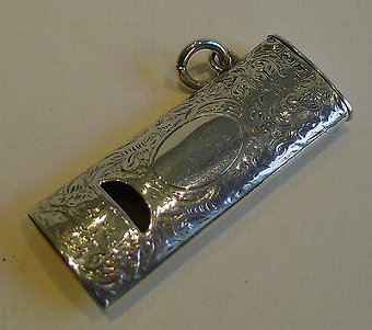 Antique English Novelty Sterling Silver Whistle Vesta - 1892