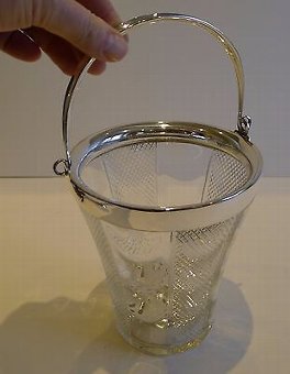 Antique English Glass & Silver Plate Ice Bucket by John Grinsell c.1900