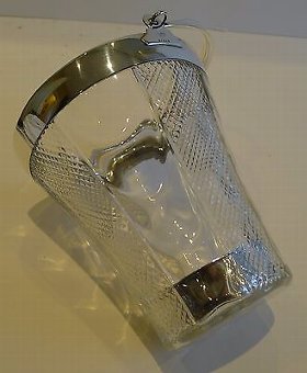 Antique Antique English Glass & Silver Plate Ice Bucket by John Grinsell c.1900