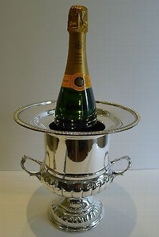Early Twentieth Century English Silver Plated Wine or Champagne Cooler With Orig