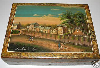 Spectacular Hand Painted Spa Games Counter Box c. 1800