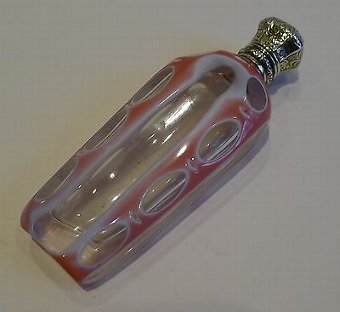 Antique English Perfume or Scent Bottle With Sterling Silver Top c.1870