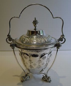 Scarce Antique English Silver Plated Biscuit Box or Barrel c.1880