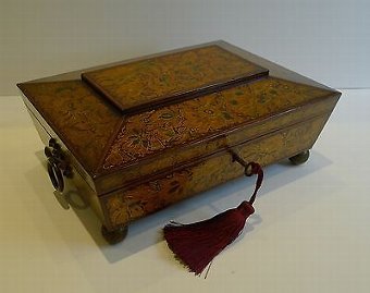 Stunning Antique English Regency Penwork Games Box c.1820