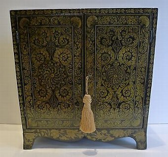 Magnificent Antique English Penwork Table Cabinet c.1790
