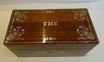 Fabulous Antique French Inlaid Rosewood Tea Caddy c.1840