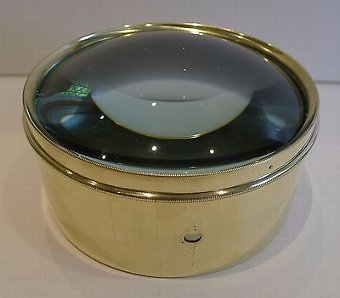 Oversized English Antique Brass Desk Magnifying Glass / Paperweight c.1910