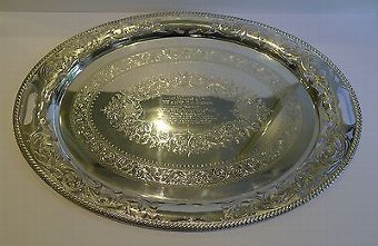 Large Antique English Pierced or Reticulated Serving Tray by J.H. Potter c.1890