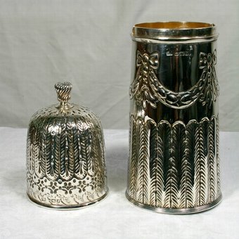 Antique Large Rare Repousse Sterling Silver Lighthouse Sugar Caster Shaker Atkin Sheffield 1890