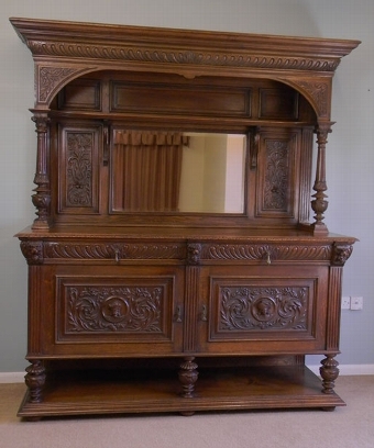 ANTIQUE VICTORIAN 19C CARVED OAK SIDEBOARD / DRESSER