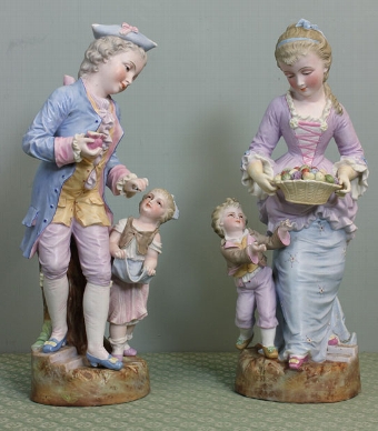 Large Pair Victorian Bisque Figurines, Figures.