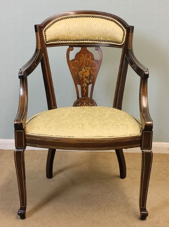 Antique Edwardian Inlaid Armchair.