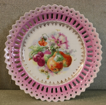 Antique Edwardian Cabinet Plate, Ribbon Plate