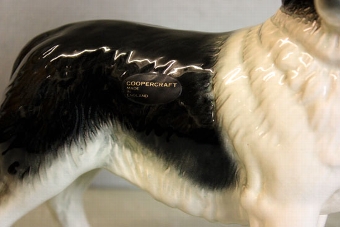 Antique large Black and White Border Collie Dog