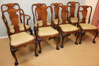Set Eight Antique Walnut Dining Chairs