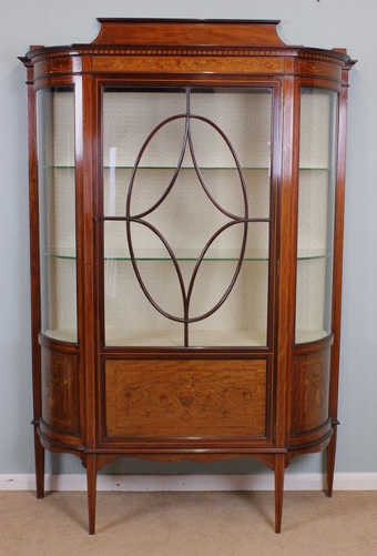 Antique Edwardian Inlaid Glass Display Cabinet