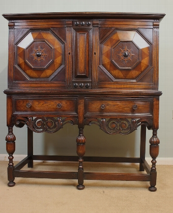 Antique Oak Cupboard On Stand.