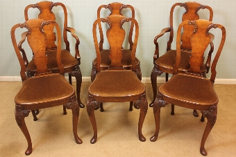Antique Set of Six Walnut Dining Chairs