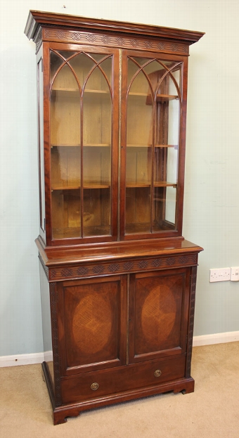 Antique Edwardian Mahogany Bookcase Display Cabinet
