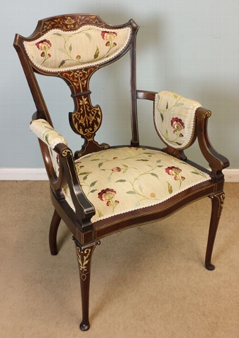 Antique Edwardian Inlaid Side Chair