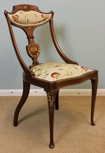 Edwardian Antique Inlaid Side Chair.