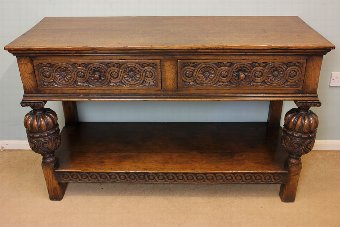 Antique Oak Side Table / Serving Table.