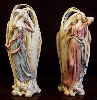 Pair of Royal Dux Figural Vases