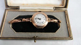 Antique Lady's wristwatch rose gold Victorian in presentation case. 
