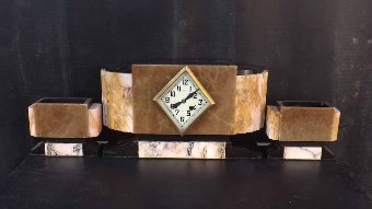 Art Deco Clock set, 8 day mechanical striking on bell circa 1920's