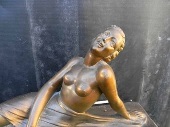 Antique Semi Nude figure of reclining woman, item of quality. 