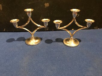 Superb pair of modernists silver plated candlesticks