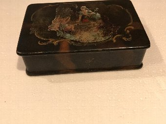 Antique Tortoise shell painted top box Georgian 