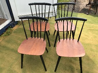 Antique Danish Set of Four matching dining chairs 