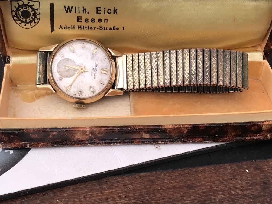 Antique JW Benson 9CT gold man’s wristwatch & case