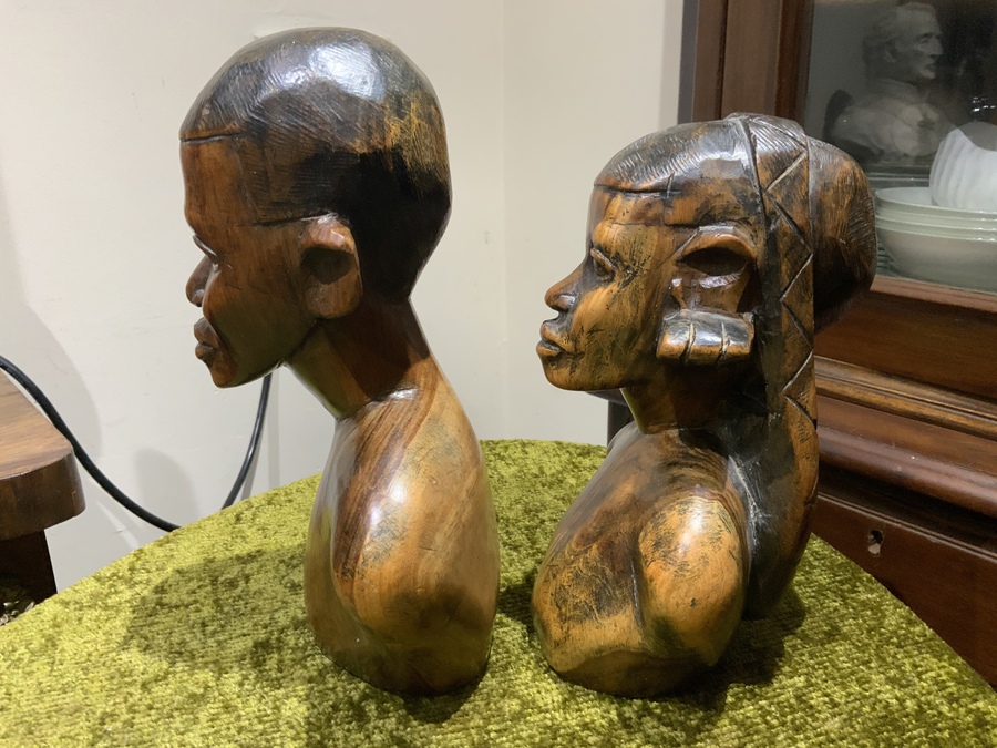 Antique African carved pair man and wife