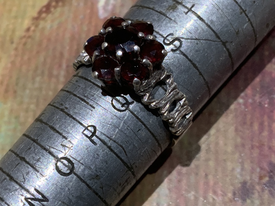 Antique Garnets and silver ring
