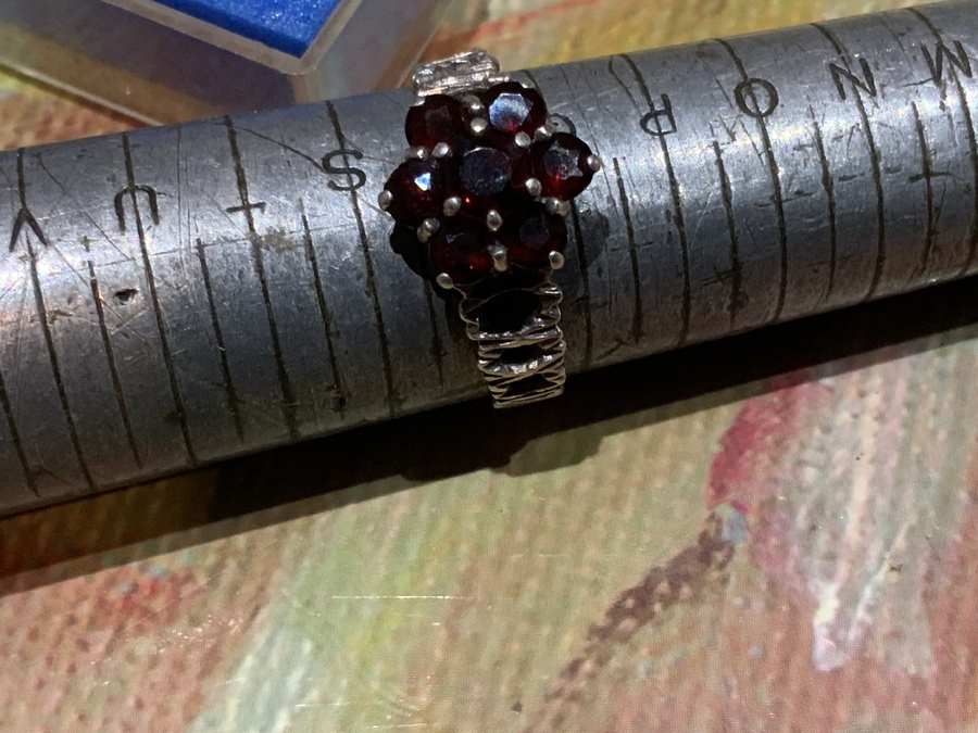 Antique Garnets and silver ring