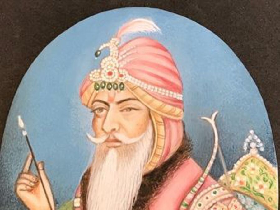 Antique ' The Tiger of The Punjab ' Ranjeet Singh miniature painting