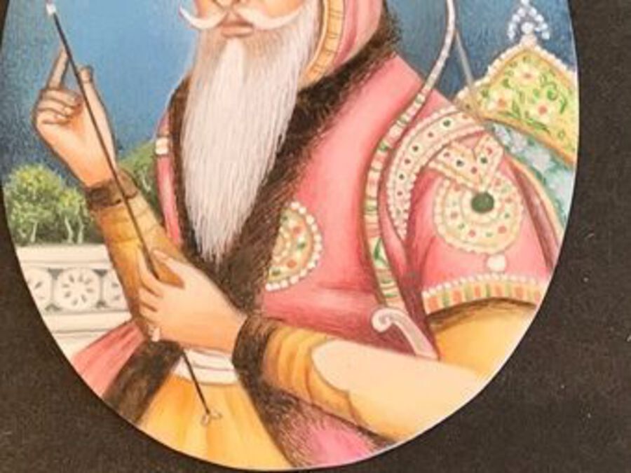 Antique ' The Tiger of The Punjab ' Ranjeet Singh miniature painting