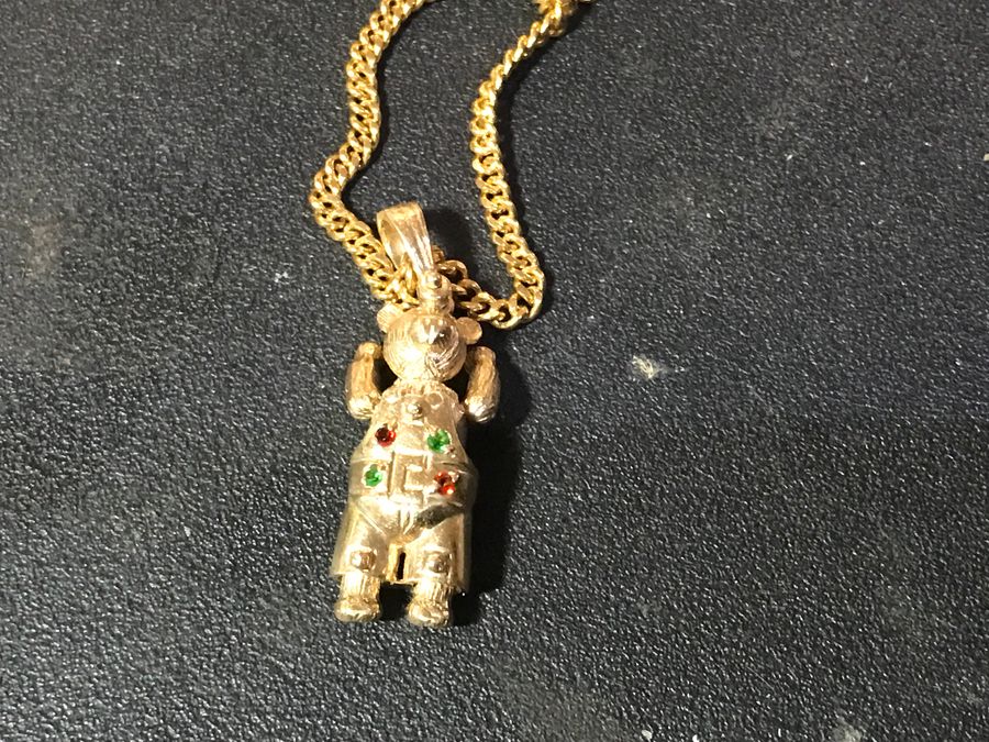Antique Teddy Bear pendant and chain