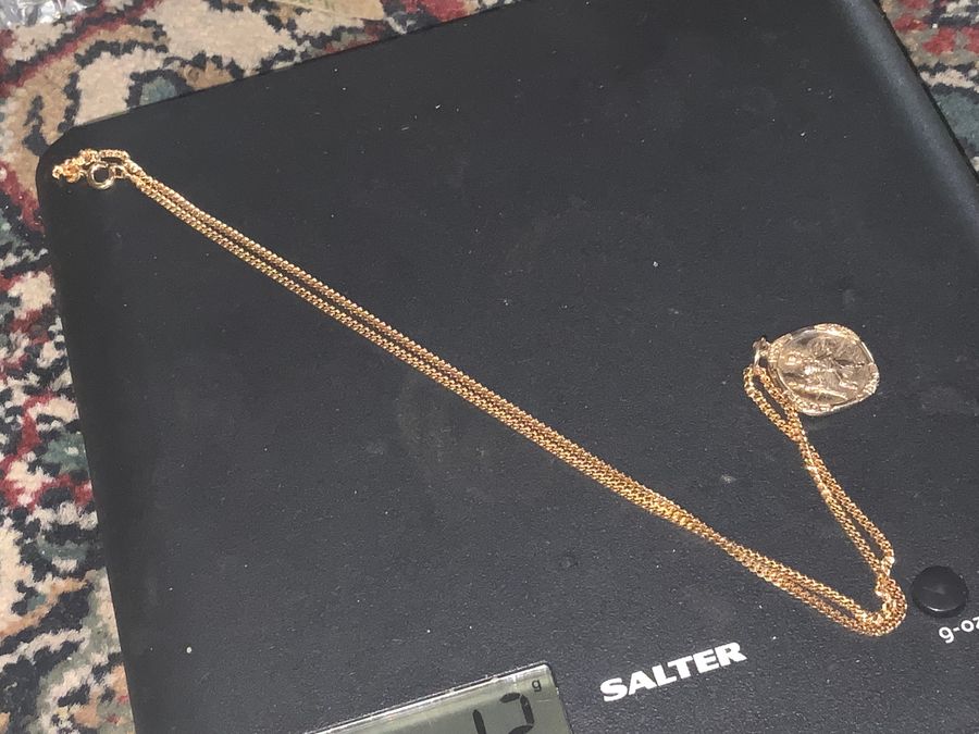 Antique Gold 9CT St Christopher pendant & Chain